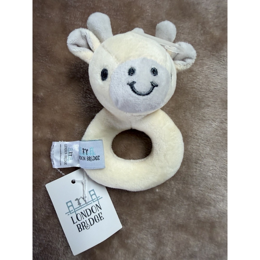 New London Bridge Toy Ring Rattle Giraffe Cream